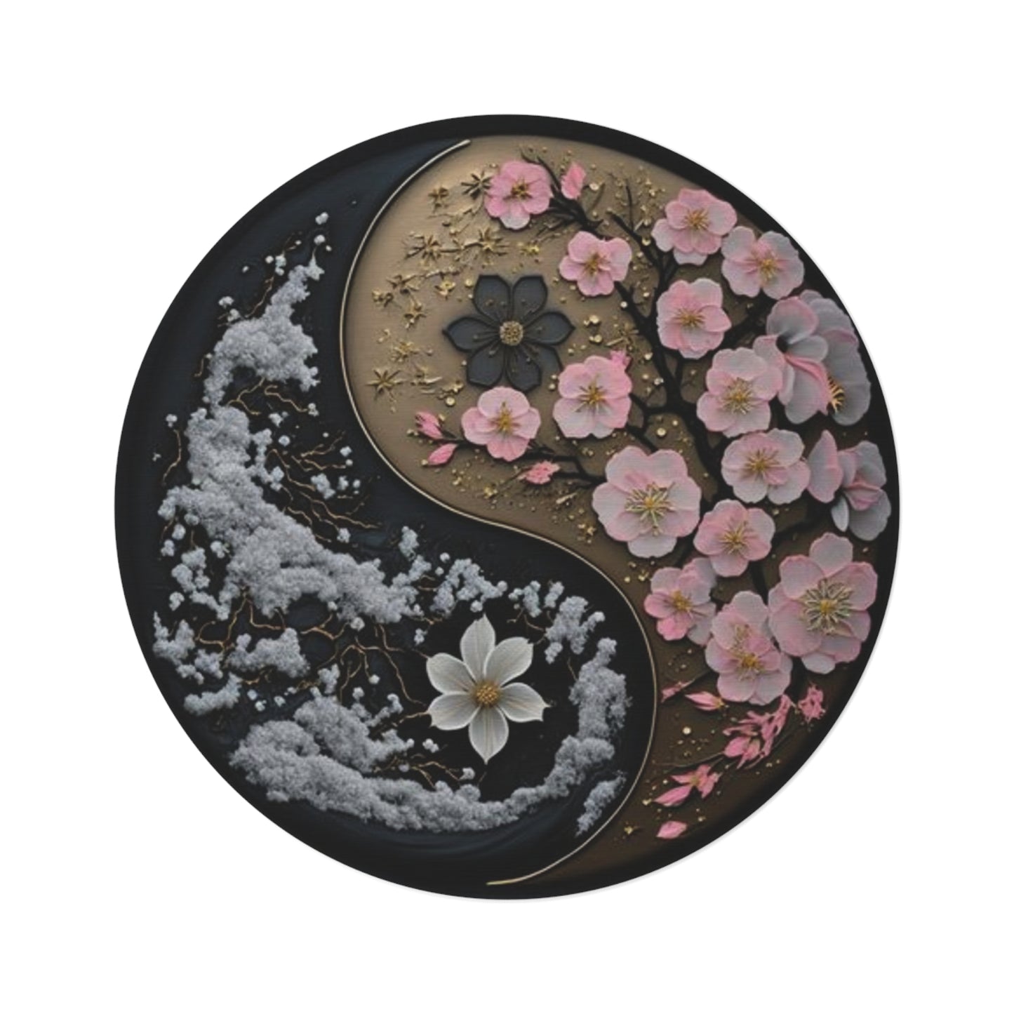 Japanese Blossom Yin and Yang Round Rug Designs by Nadiyah